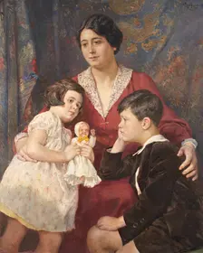 Mrs. Hirsch with her children, 1927. Creator: Josef Engelhart