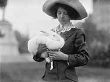 Mrs. J.R. Band with Pet Rabbit, 1911. Creator: Harris & Ewing