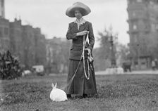 Mrs. J.R. Band with Pet Rabbit, 1911. Creator: Harris & Ewing