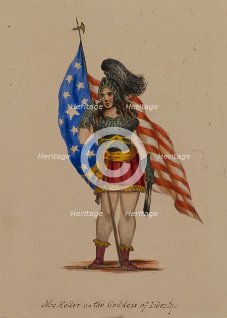Mrs. Keller as the Goddess of Liberty, 1855-1859. Creator: Alfred Jacob Miller.