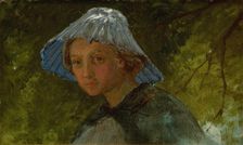 Mrs Linda Frolich with a Sunhat, 1859. Creator: Lorenz Frolich