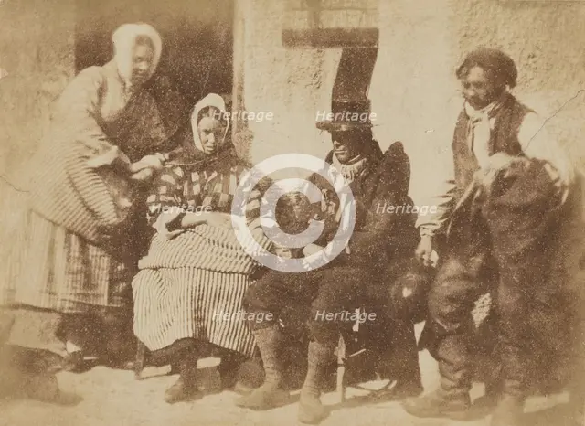 Mrs Logan, Mrs Seton and two unknown men, 1843-1848. Creator: Hill & Adamson.