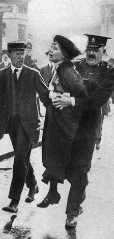 Mrs Pankhurst, arrested outside Buckingham Palace, London, 1914, (1935)