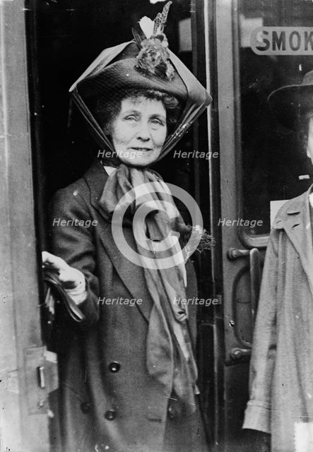 Mrs. Pankhurst in doorway, 1913. Creator: Bain News Service.
