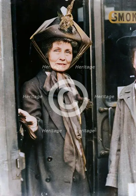 Mrs. Pankhurst in doorway, 1913. Creator: Bain News Service.