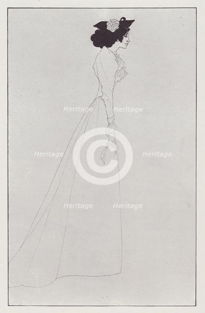 Mrs Patrick Campbell, 1894. Creator: Aubrey Beardsley.