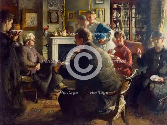 Mrs Raynes' Tea Party, 1928. Creator: Henry Tonks.