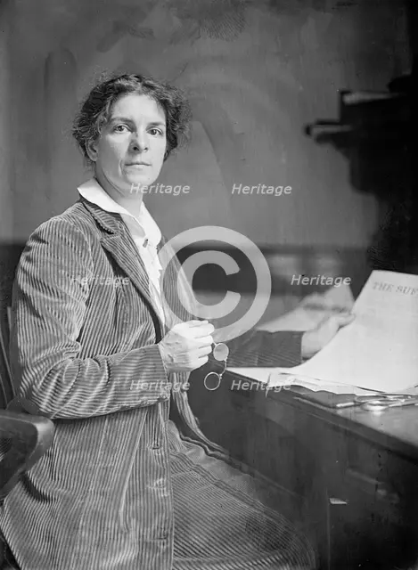Mrs. Rheta C. Dorr, Suffragist, with First Edition of 'The Suffragist', 1913. Creator: Harris & Ewing.