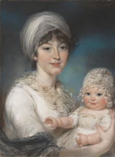 Mrs. Robert Shurlock (Henrietta Ann Jane Russell, 1775-1849) and Her Daughter Ann, 1801. Creator: John Russell