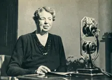 Mrs. Roosevelt came to see for herself the women of Britain at war 1942. Creator: Unknown