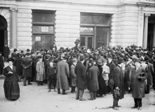 Mrs. S. Loebinger speaking to crowd on street, New York, 1910. Creator: Bain News Service