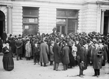Mrs. S. Loebinger speaking to crowd on street, New York, 1910. Creator: Bain News Service