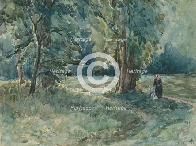 Mrs. Storm van 's Gravesande née Clifford with her daughter in Bieberich's park, 1895. Creator: Carel Nicolaas Storm.