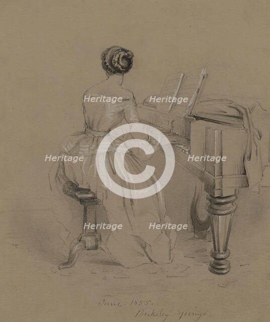 Mrs. Strother at the Piano, 1855. Creator: David Hunter Strother.