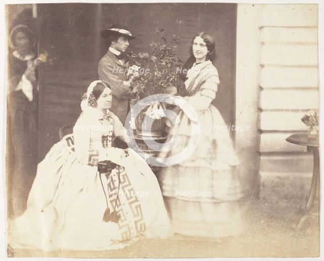 Mrs Stuart, J.C.S and Mrs d'Aguilar, Barrackpore, 1858. Creator: Unknown.