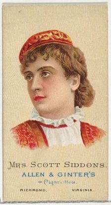 Mrs. Scott Siddons, from World's Beauties, Series 2 (N27) for Allen & Ginter Cigarettes, 1888., 1888 Creator: Allen & Ginter