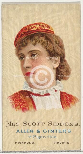 Mrs. Scott Siddons, from World's Beauties, Series 2 (N27) for Allen & Ginter Cigarettes, 1888., 1888 Creator: Allen & Ginter.