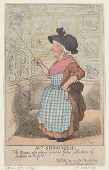 Mrs. Showell, the Woman who shows General Guise's Collection of Pictures at O..., February 26, 1807. Creator: Thomas Rowlandson
