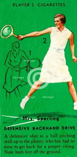 'Mrs. Sperling - Defensive Backhand Drive', c1935. Creator: Unknown.