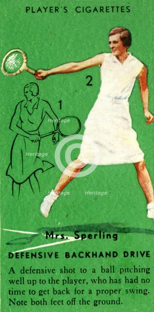 'Mrs. Sperling - Defensive Backhand Drive', c1935. Creator: Unknown.
