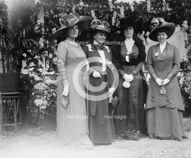 Mrs. Vaughn, Mrs. H.W. Warner, Mrs. J.A. Wright, and Mrs. J. Howard Ford, Hope Farm Fair, 1912. Creator: Bain News Service.