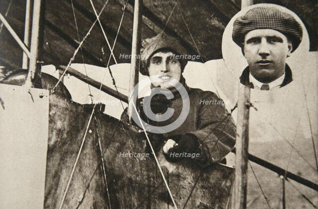 Mrs W Buller, first woman to fly professionally, 1914.  Artist: S and G