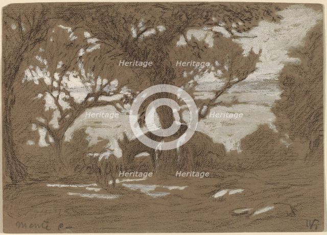 Mt. Colognola - Sheep Grazing on Lake Trasimeno, c. 1878. Creator: Elihu Vedder.