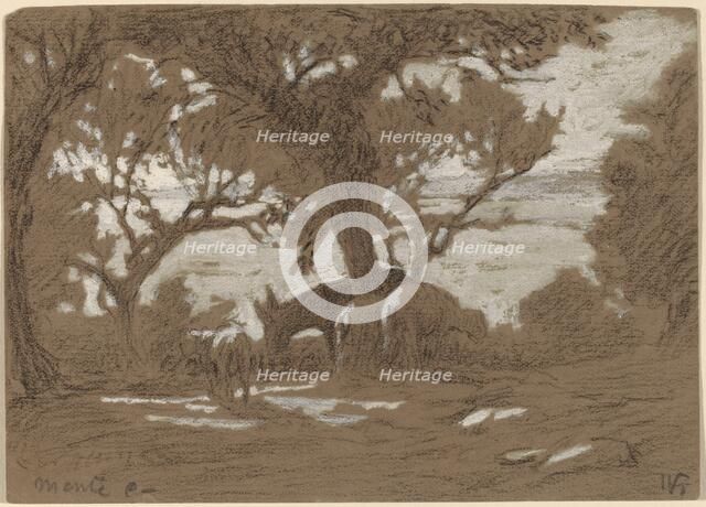 Mt. Colognola - Sheep Grazing on Lake Trasimeno, c. 1878. Creator: Elihu Vedder.