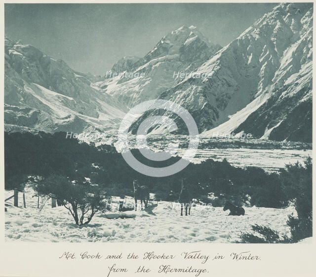 Mt Cook and the Hooker Valley in winter, from the Hermitage, 1920s. Creator: Harry Moult.