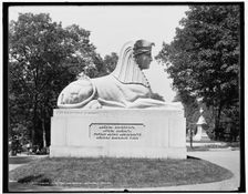 Mt. Auburn Cemetery, Cambridge, Milmore's sphinx, between 1890 and 1901. Creator: Unknown