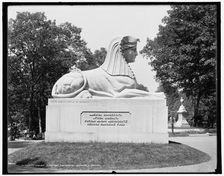 Mt. Auburn Cemetery, Cambridge, Milmore's sphinx, between 1890 and 1901. Creator: Unknown