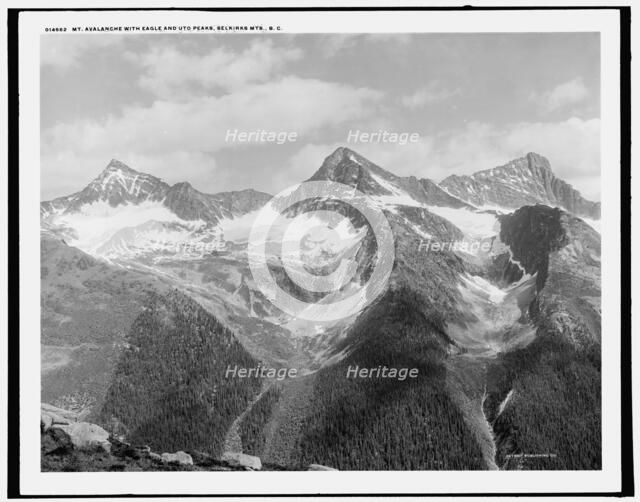 Mt. Avalanche with Eagle and Uto Peaks, Selkirk Mts., B.C., (1902?). Creator: Unknown.