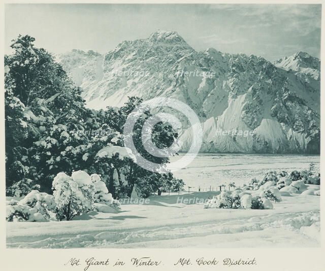 Mt Giant in winter, Mt Cook district. From the album: Record Pictures of New Zealand,  1920s. Creator: Harry Moult.
