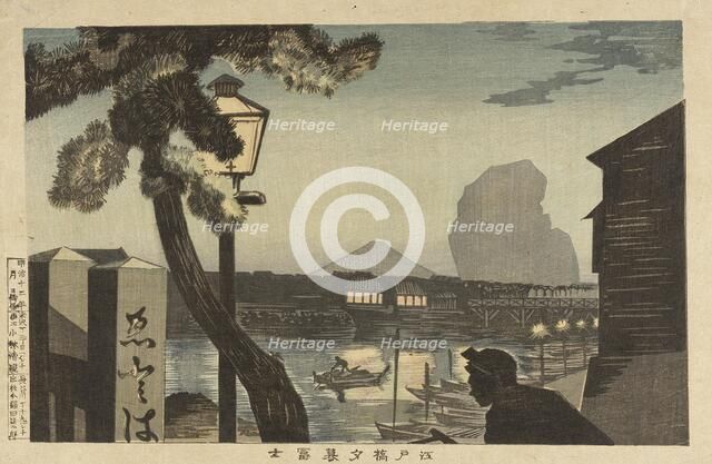Mt. Fuji at Dusk from Edo Bridge, 1879. Creator: Kobayashi Kiyochika.