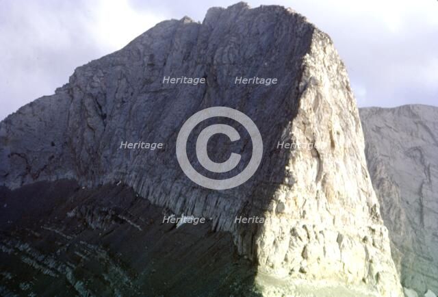 Mt Olympus, Greece, View of main summit, (9570 feet), Stephani, the Throne of Zeus, c20th century. Artist: CM Dixon.