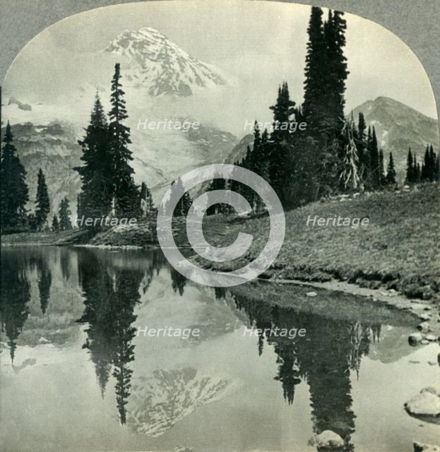 'Mt. Rainier from Mirror Lake, Indian Henry's Hunting Ground, Mt. Rainier National Park, Washington' Creator: Unknown.
