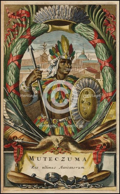 Muteczuma Rex ultimis Mexicanorum, 1671. Artist: Ogilby, John (1600-1676)