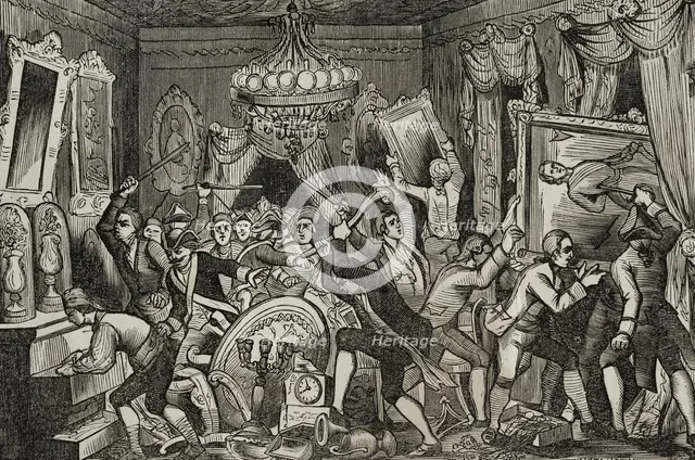 Mutiny of Aranjuez (17-19 March 1808): break-in at the Prince of Peace's house, (1851).  Creator: Unknown.