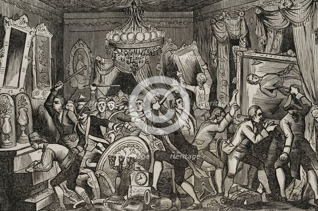 Mutiny of Aranjuez (17-19 March 1808): break-in at the Prince of Peace's house, (1851).  Creator: Unknown.