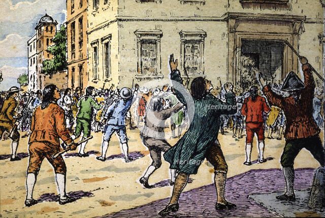 Mutiny of Aranjuez on March 17, 1808, repression of civilian-military revolt promoted by supporte…