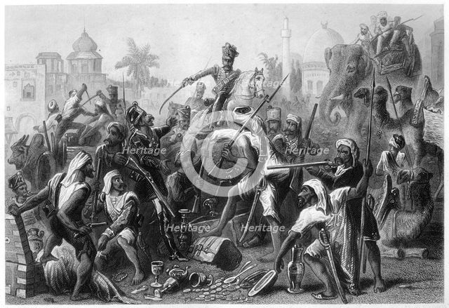 'Mutinous Sepoys dividing spoils', 1857, (c1860). Artist: Unknown