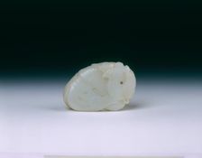 Mutton fat jade pendant of a phoenix and peaches, Qing dynasty, China, probably 18th century