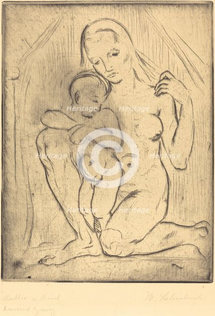 Mutter und Kind (Mother and Child), 1910. Creator: Wilhelm Lehmbruck.