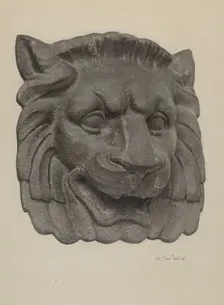Muzzle of a Lion (one of pair), c. 1940. Creator: Maurice Van Felix