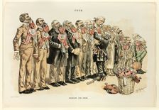 Muzzling the Press, from Puck, published May, 1889. Creator: Charles Jay Taylor