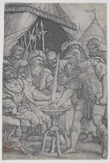 Mucius Scaevola and Porsenna, from Roman Heroes, 1535., 1535. Creator: Georg Pencz