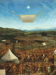 Mucius Scaevola before King Porsenna, 1533. Creator: Abraham Schöpfer