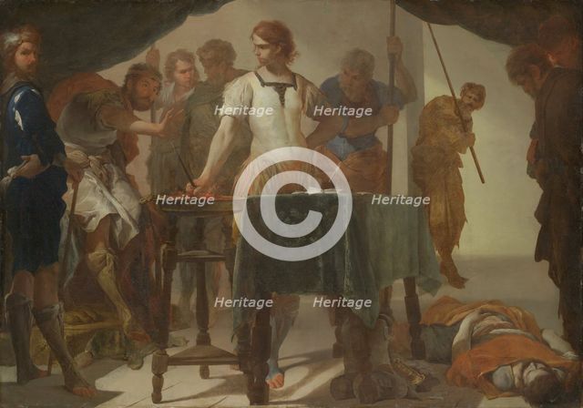 Mucius Scaevola Confronting King Porsenna. Artist: Cavallino, Bernardo (1616-1656)