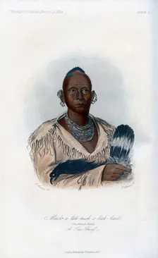 Muck-a-tah-mish-o-kah-kaik, The Black Hawk, A Sac Chief 1848.Artist: Harris