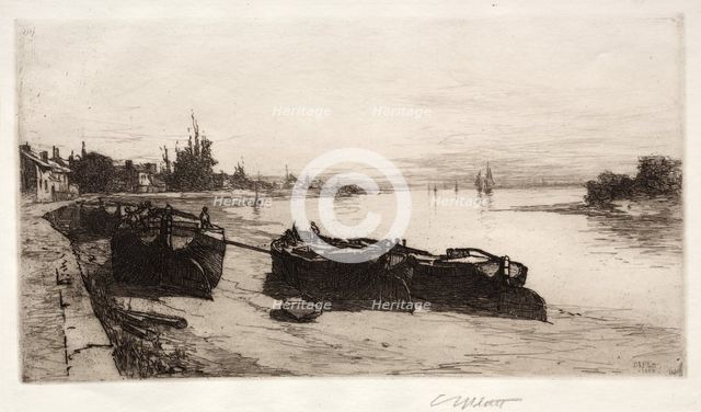 Mud Boats on the Thames, 1883. Creator: Charles Adams Platt (American, 1861-1933).